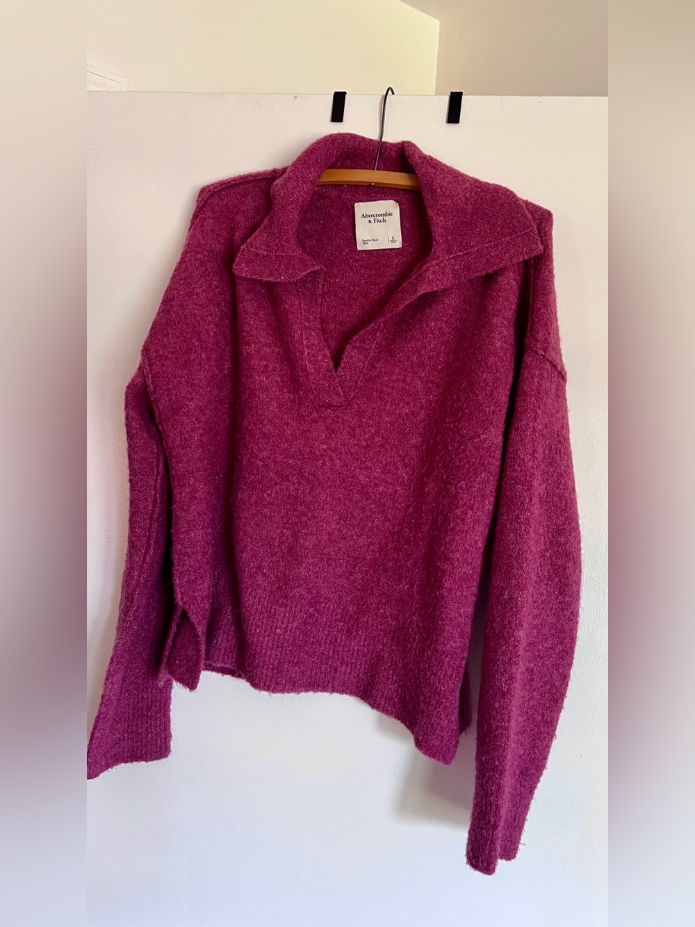 Abercrombie & Fitch Fuzzy Collared V-Neck Sweater